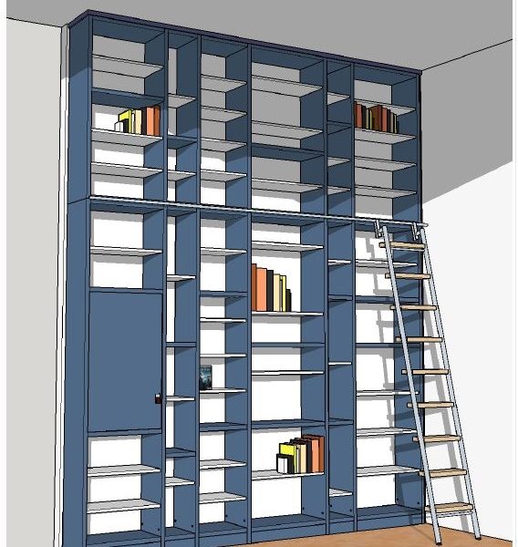 Schreinerei Freymark Freiburg - Bibliothek Entwurfszeichnung