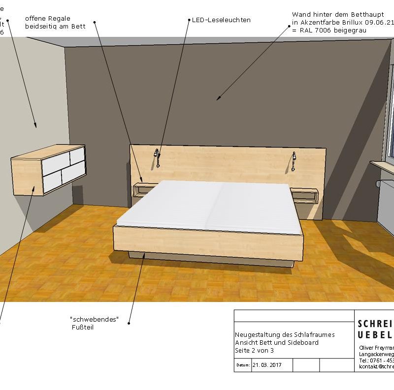 Raumgestaltung Schlafzimmer Schreinerei Freymark Freiburg