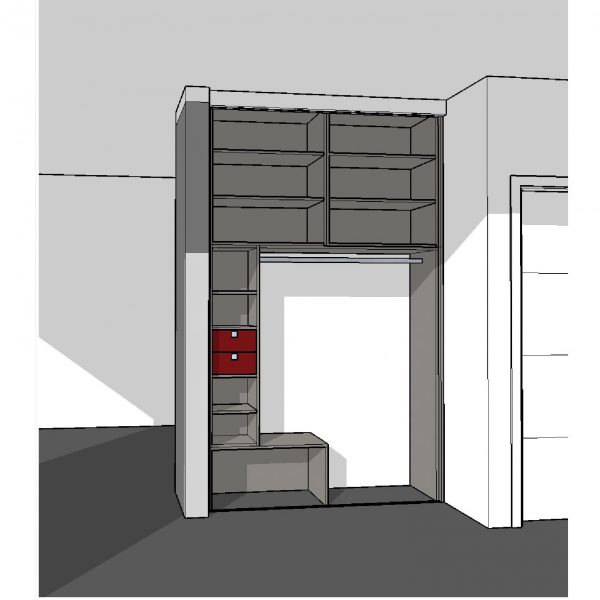 Schreinerei Freymark Freiburg Entwurfszeichnung Garderobe massgeschreinert