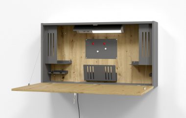 Kleines, praktisches, wandh&auml;ngendes Homeoffice aus der Schreinerei Freymark Freiburg