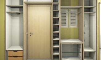 Einbau-Garderobe_Zeichnung_02_Schreinerei-Freymark-Freiburg Entwurfszeichnung der Einbaugarderobe mit individueller Inneneinteilung zur optimalen Stauraum - Nutzung