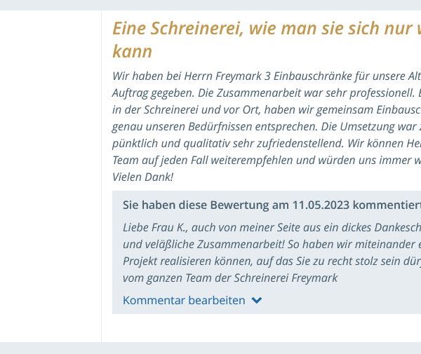 Bewertung unserer zufriedenen Kundin